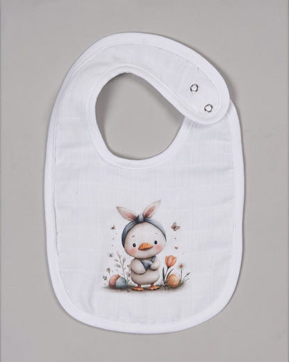 Twingle 100% Organic Muslin Bib-Soft Terry on the Back for maximum Absorbency-Trusted YKK Snaps-Easter Duck-Pack of 2-For Infants