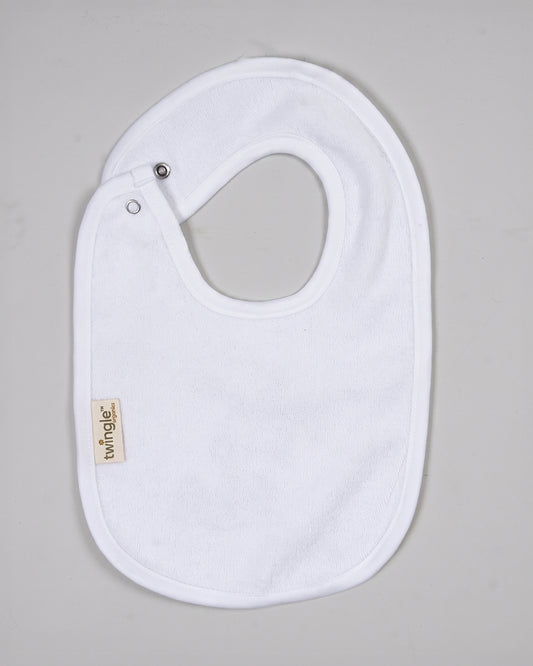 Twingle 100% Organic Muslin Bib-Soft Terry on the Back for maximum Absorbency-Trusted YKK Snaps-Ellie Elephant-Pack of 2-For Infants