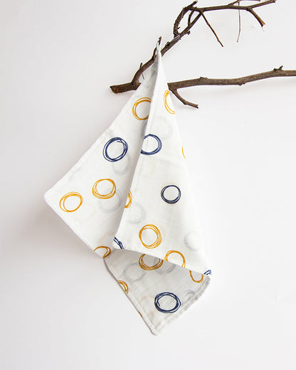 Yellow Doodle Organic Cotton Muslin Bib With Burp Cloth & Wash Cloths Combo Set-Stars & Sky-For Infants