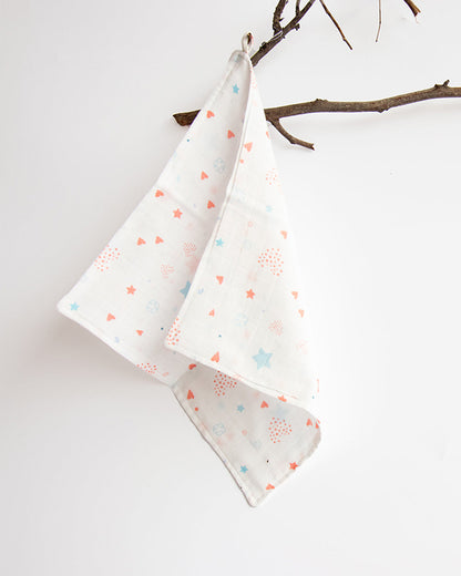 Yellow Doodle Organic Cotton Muslin Bib With Burp Cloth & Wash Cloths Combo Set-Stars & Sky-For Infants