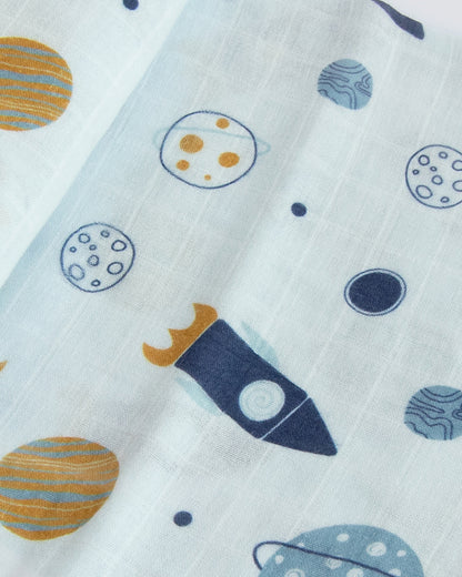 Yellow Doodle 100% Organic Cotton Muslin-Child Of The Universe-Reversible Bib & Burpy Cloth Set of 2-For Infants