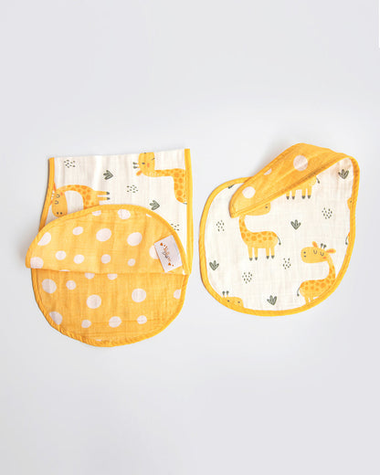 Yellow Doodle Baby Giraffe Muslin Essentials New Born Gift Set-Pack Of 6-Gift For Baby Shower & Baby Birthday