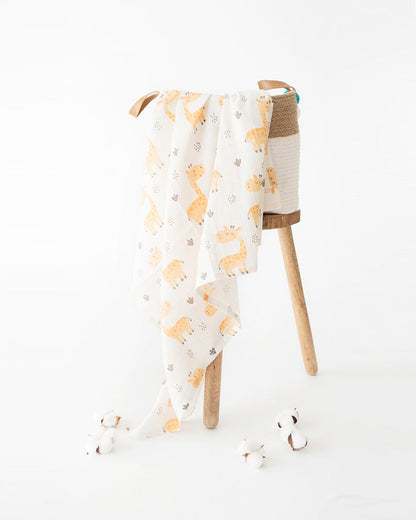 Yellow Doodle Baby Giraffe Muslin Essentials New Born Gift Set-Pack Of 6-Gift For Baby Shower & Baby Birthday