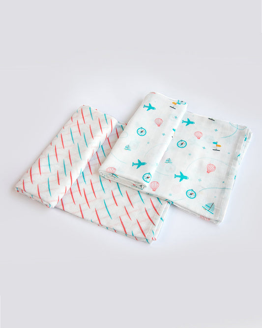 Yellow Doodle Lil Travellers Muslin Essentials New Born Gift Set-Pack Of 6-Gift For Baby Shower & Baby Birthday
