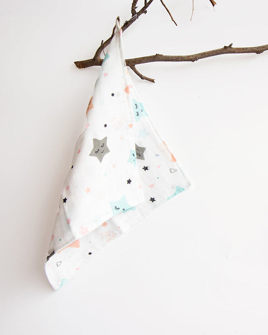 Yellow Doodle Twinkly Stars Muslin Essentials New Born Gift Set-Pack Of 6-Gift For Baby Shower & Baby Birthday