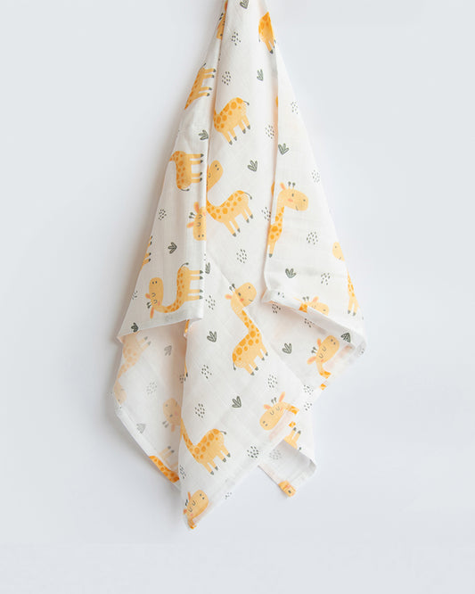 Yellow Doodle Baby Giraffe Swaddle-100% Organic Muslin Cotton-Infant Wraps