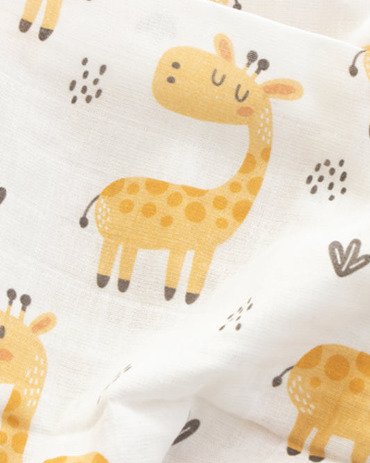 Yellow Doodle Baby Giraffe Swaddle-100% Organic Muslin Cotton-Infant Wraps