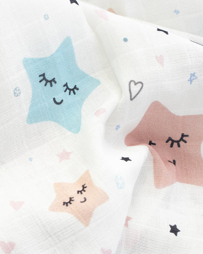 Yellow Doodle Reversible Twinkle Star Muslin Baby Blanket-100% Organic Cotton-For Infants