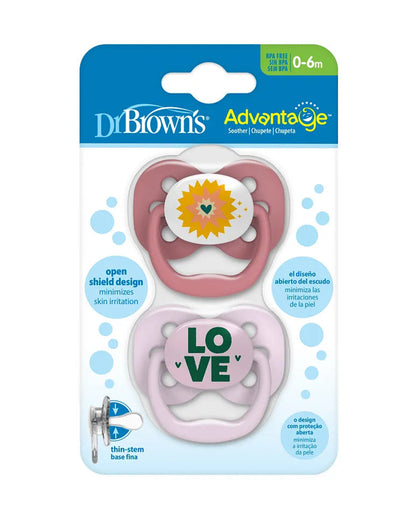 Dr. Brown's Advantage Pacifiers-With Round Silicone Bulb-Lavender Love-Pack of 2