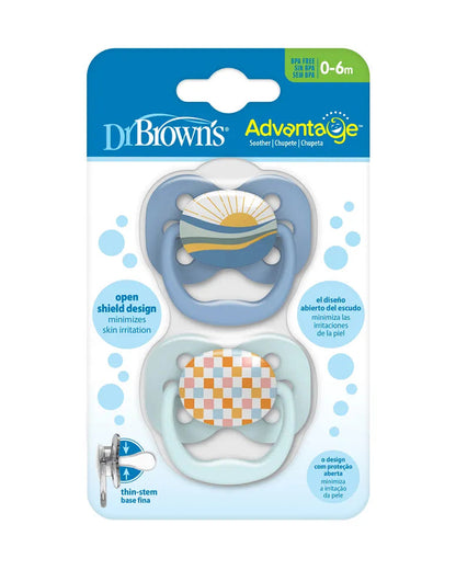 Dr. Brown's Advantage Pacifiers-With Round Silicone Bulb-Blue Sunrise-Pack of 2