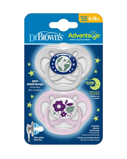 Dr. Brown's Advantage Pacifiers-Glow In The Dark-Purple Nature-Pack of 2