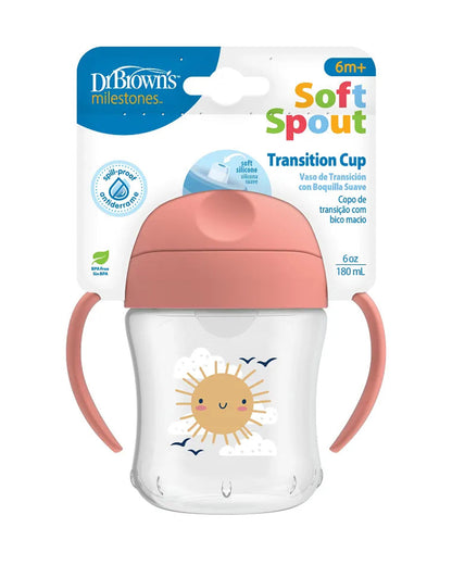 Dr. Brown's Soft Spout Sipper-With Easy Grip Handles-Spill Proof-Sunshine-180 ml