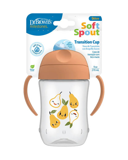 Dr. Brown's Soft Spout Sipper-With Easy Grip Handles-Spill Proof-Pears-270 ml