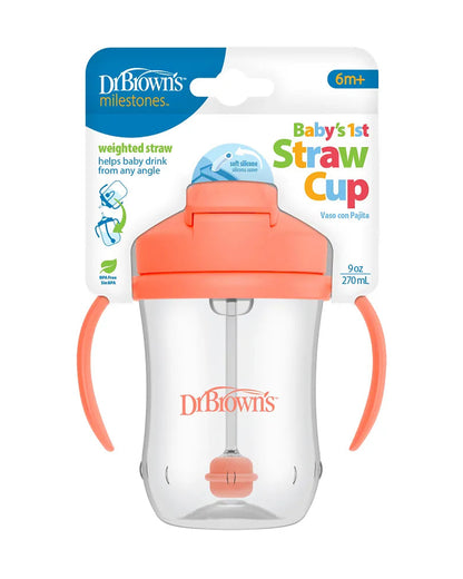 Dr. Brown's Baby's First Straw Cup-With Handle-Coral-270 ml