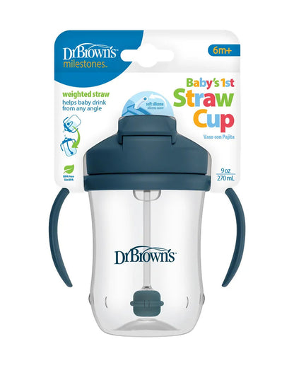 Dr. Brown's Baby's First Straw Cup-With Handle-Dark Blue-270 ml