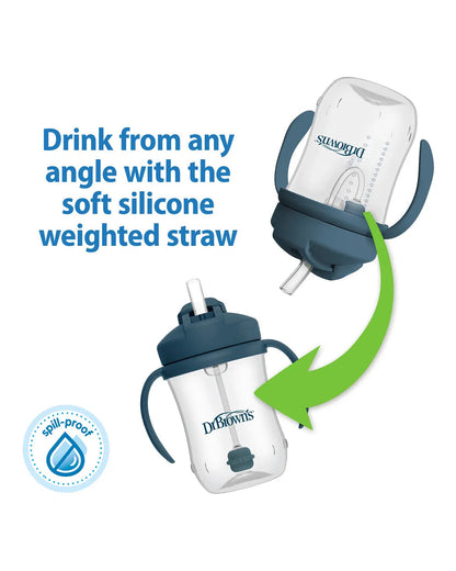 Dr. Brown's Baby's First Straw Cup-With Handle-Dark Blue-270 ml