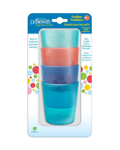 Dr. Brown's Toddler Tumbler-Dishwasher & Sterlizer Safe-Multicolor-Pack of 4-18M+