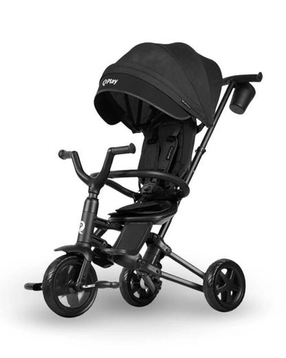 Qplay Nova Niello 6 in 1 Trike-Easy Compact Fold-Height Adjustable Parent Handle Bar-360 Degrees Rotating Seat-Adjustable Backrest-5 Point Harness-Includes Cup Holder-For 10 to 6Y (Upto 25 Kg)-Black