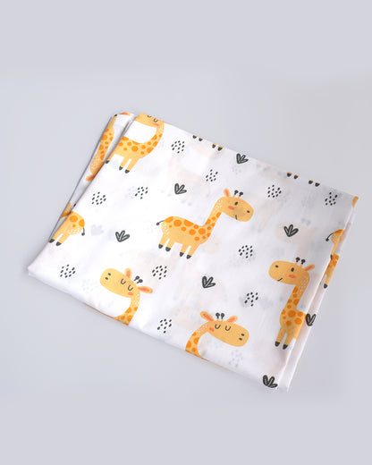 Yellow Doodle Baby Giraffe Baby Bedding Set-GOTS Certified Organic Cotton-Pack of 4-Mini Cot Set For Infants