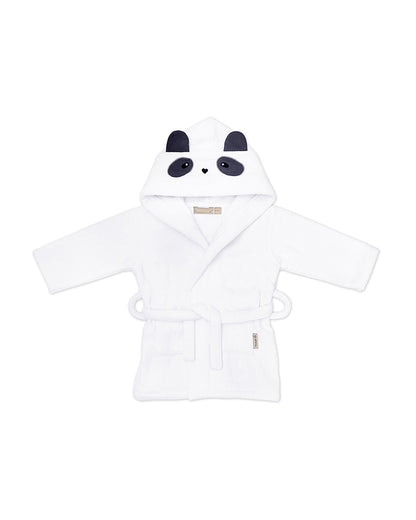 Masilo Hooded Baby Robe-100% Organic Cotton-Panda-White