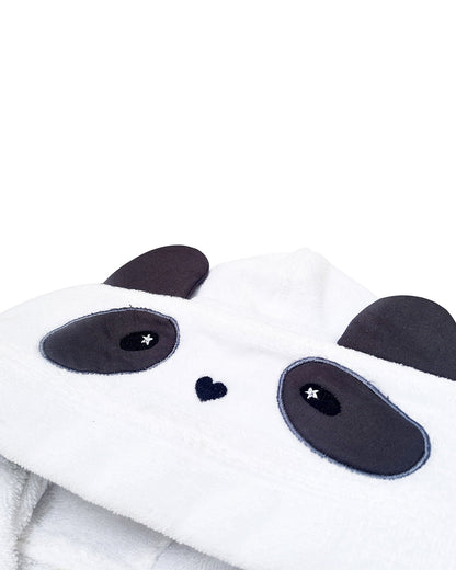 Masilo Hooded Baby Robe-100% Organic Cotton-Panda-White