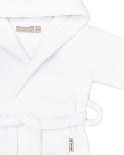Masilo Hooded Baby Robe-100% Organic Cotton-Panda-White