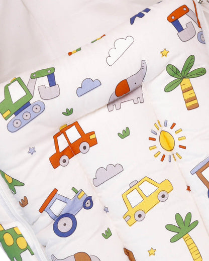 Kicks & Crawl Dino Drive Baby Carrier Nest-Softest Microfibre-With 3-Way Zip For Easy Change-Newborn Bed