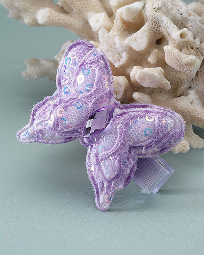 Stol'n Violet Butterfly Hair Clip-Net-Cotton-For Infants