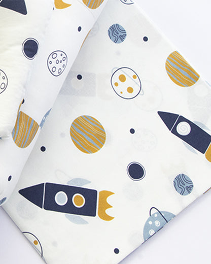 Yellow Doodle Child of the Universe Baby Bedding Set-GOTS Certified Organic Cotton-Pack of 4-Mini Cot Set For Infants