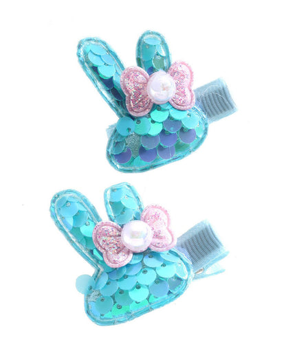 Stol'n Blue Bunny Hair Clip-Net-Cotton-Pack of 2-For Infants