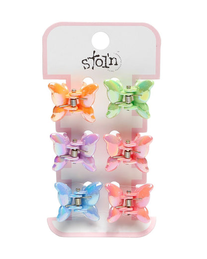 Stol'n Multicolor Butterfly Hair Clips-Solid-Plastic-Pack of 6-For Infants