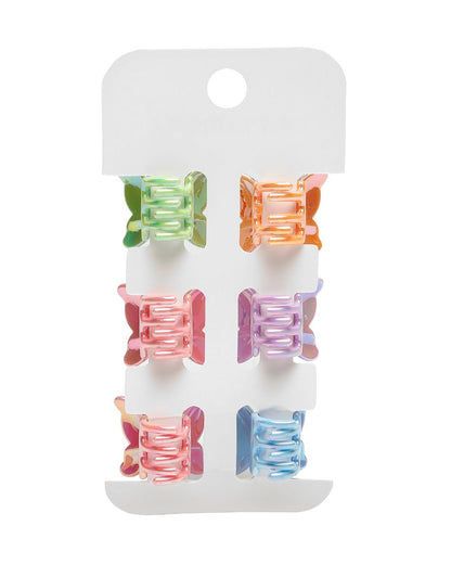 Stol'n Multicolor Butterfly Hair Clips-Solid-Plastic-Pack of 6-For Infants