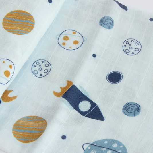 Yellow Doodle Reversible Child of the Universe Muslin Baby Blanket-100% Organic Cotton-For Infants