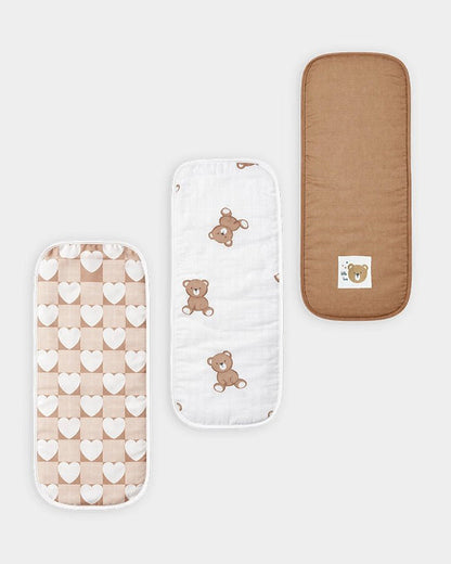 Mi Arcus Muslin Cotton Burp Cloth-Super Absorbent & Fast Drying-Bear-Pack of 3-For Infants