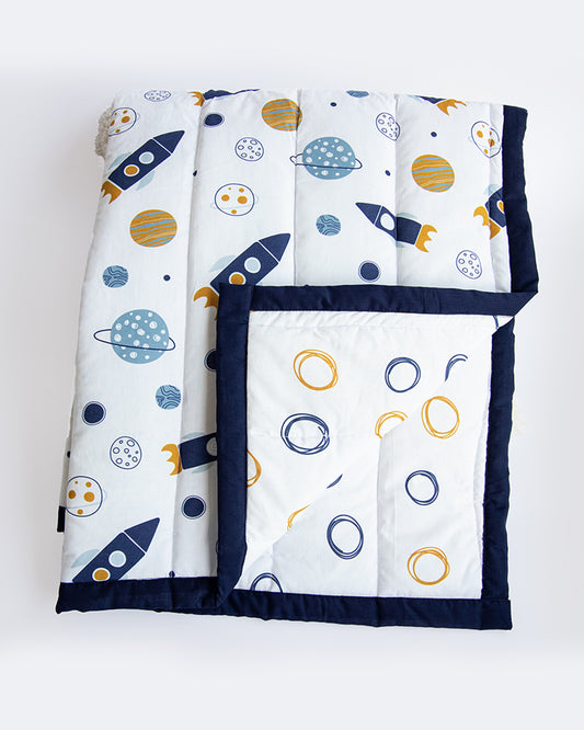 Yellow Doodle Reversible Child of the Universe Baby Quilt-GOTS Certified Organic Cotton-For Infants