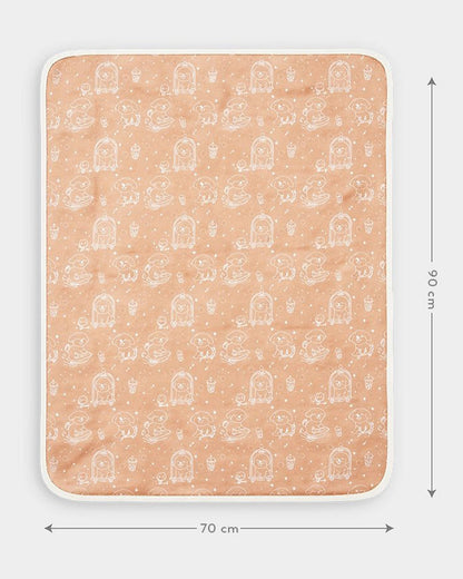 Mi Arcus Happy Dog Mattress Protector-Lightweight & Soft-With Waterproof TPU Lamination-Peach-For Infants