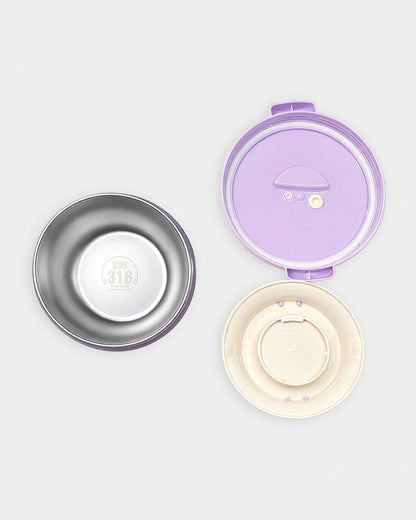 Mi Arcus Happy Summer Lavix Lunch Box-Stainless Steel with Top Lid Handles-Purple-6M+
