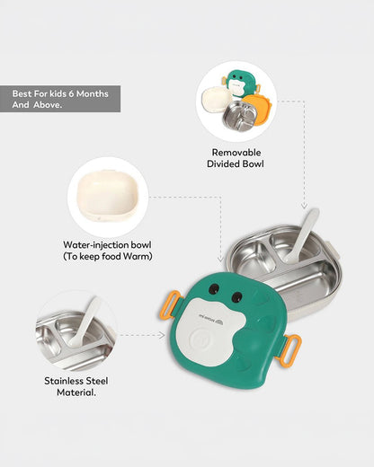 Mi Arcus Bloom Duddy Lunch Box-3 Stainless Steel Compartments with Spoon-6M+