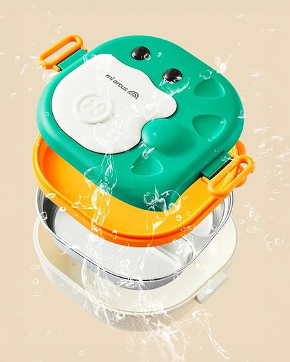 Mi Arcus Bloom Duddy Lunch Box-3 Stainless Steel Compartments with Spoon-6M+