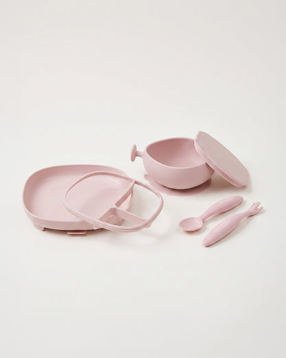 b.box Silicone Meal Set Combo-Strong Suction Base-Pack of 4-Blush Pink