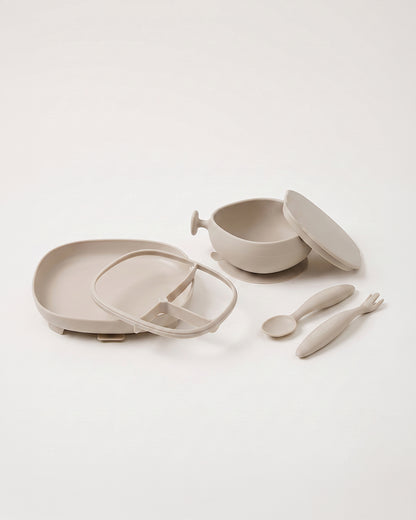 b.box Silicone Meal Set Combo-Strong Suction Base-Pack of 4-Latte