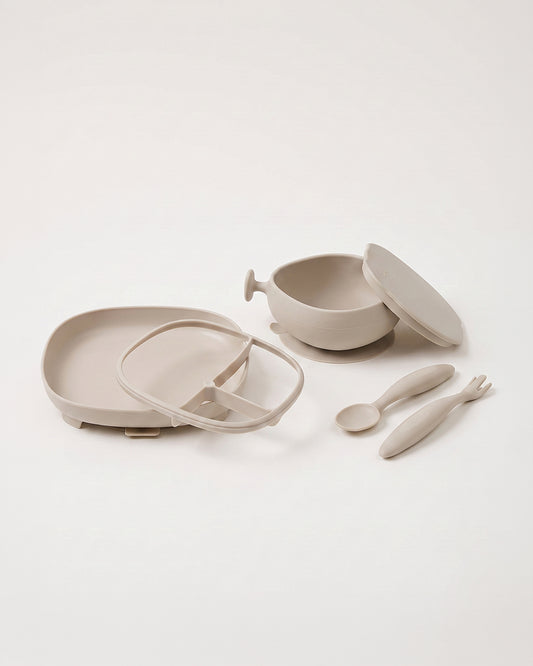 b.box Silicone Meal Set Combo-Strong Suction Base-Pack of 4-Latte