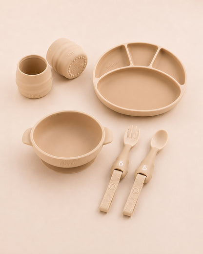 Bibado Meal Set Combo-Strong Suction Base-Encourages Self Feeding-Pack of 4-Fawn