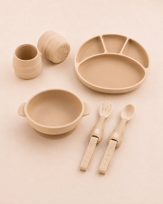 Bibado Meal Set Combo-Strong Suction Base-Encourages Self Feeding-Pack of 4-Fawn