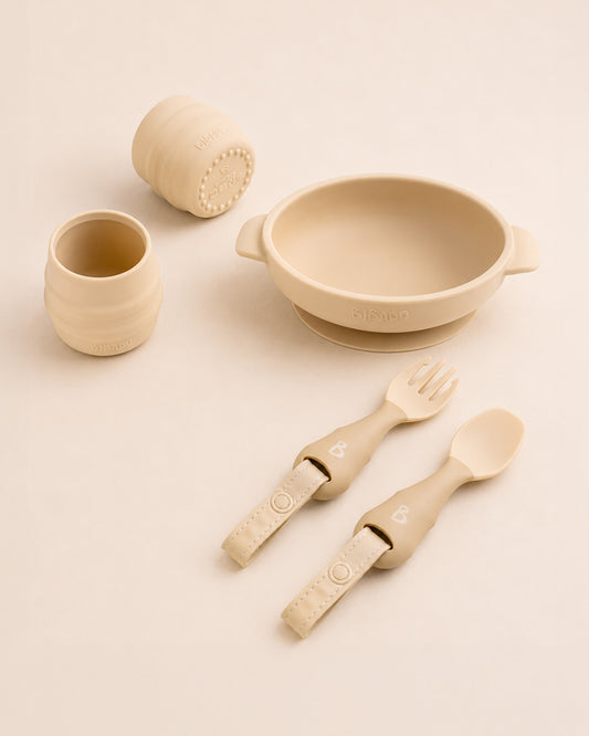 Bibado Meal Set Combo-Strong Suction Base-Encourages Self Feeding-Pack of 3-Fawn