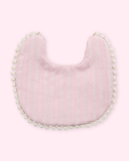 Polka Tots Solid Bow Headband & Bib Set-Adjustable Elastic & Super Absorbent-Pink-Pack of 2-For Infants