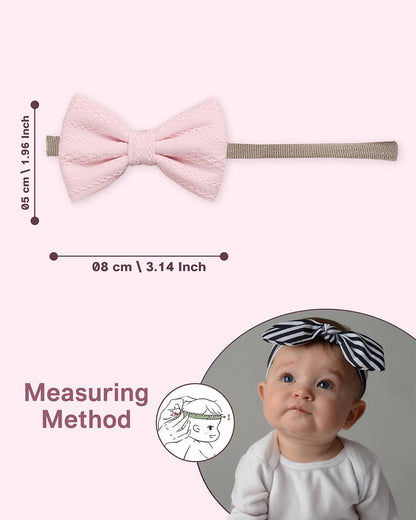 Polka Tots Solid Bow Headband & Bib Set-Adjustable Elastic & Super Absorbent-Pink-Pack of 2-For Infants