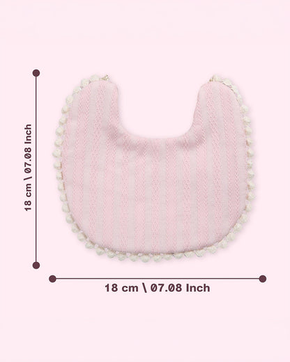 Polka Tots Solid Bow Headband & Bib Set-Adjustable Elastic & Super Absorbent-Pink-Pack of 2-For Infants
