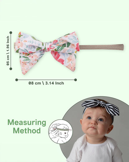 Polka Tots Floral Bow Headband & Bib Set-Adjustable Elastic & Super Absorbent-Pink-Pack of 3-For Infants