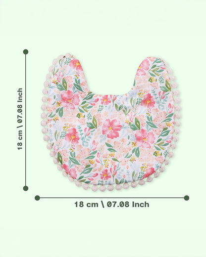 Polka Tots Floral Bow Headband & Bib Set-Adjustable Elastic & Super Absorbent-Pink-Pack of 3-For Infants